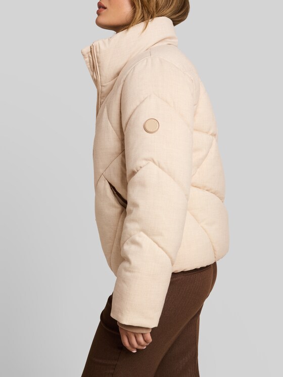 Puffer jacket made from water-repellent fabric - soft taupe grey melange