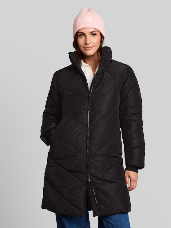 Puffer coat made from water-repellent fabric - deep black