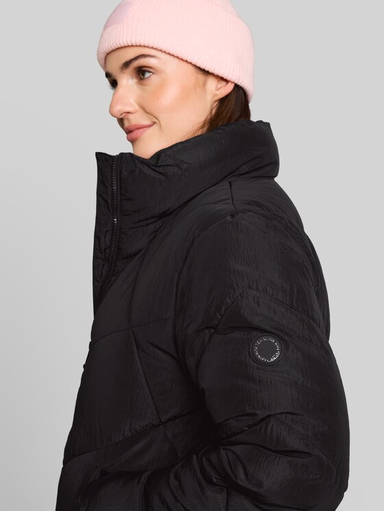 Puffer coat made from water-repellent fabric - deep black