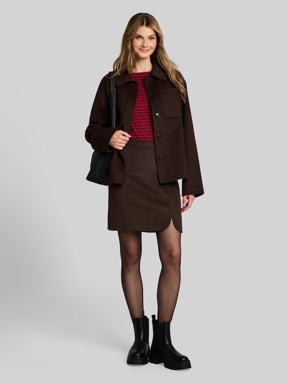 Mini skirt with wool blend - java dark brown