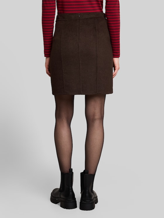 Mini skirt with wool blend - java dark brown