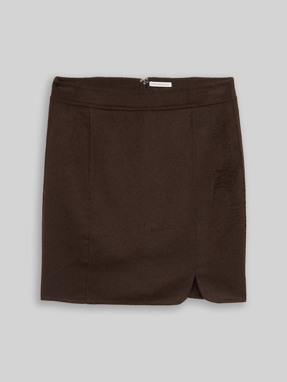 Mini skirt with wool blend - java dark brown