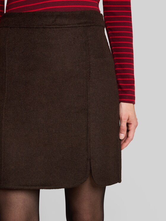 Mini skirt with wool blend - java dark brown