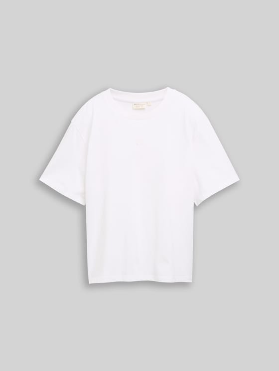 Boxy-fit T-shirt with embroidery - White
