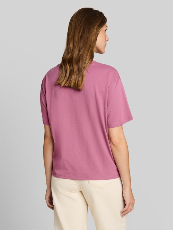 Boxy-fit T-shirt with embroidery - dusty berry