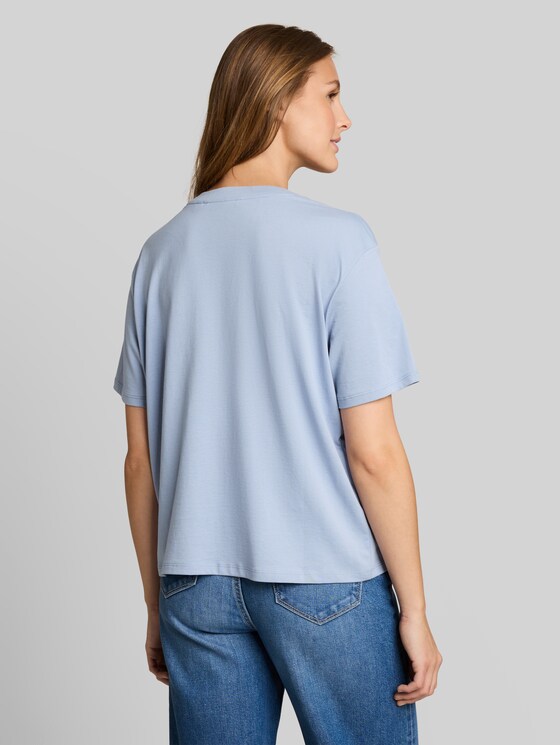 Boxy-fit T-shirt with embroidery - foggy sky blue