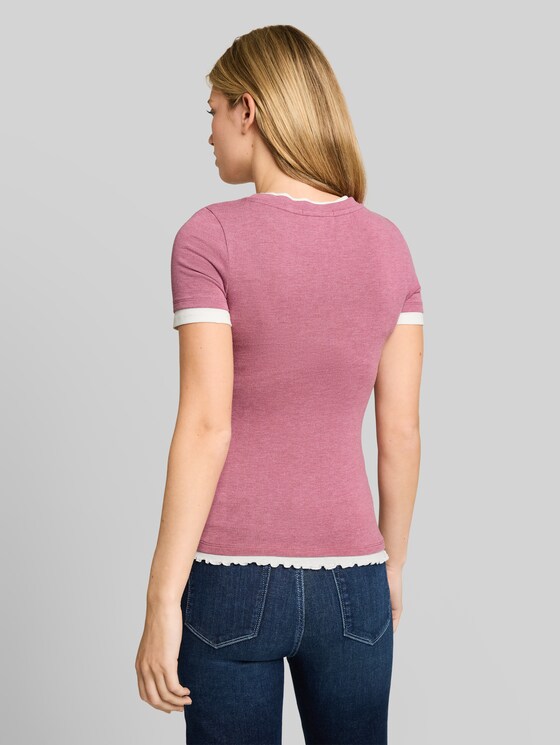 T-shirt with a 2-in-1 look - dusty berry melange