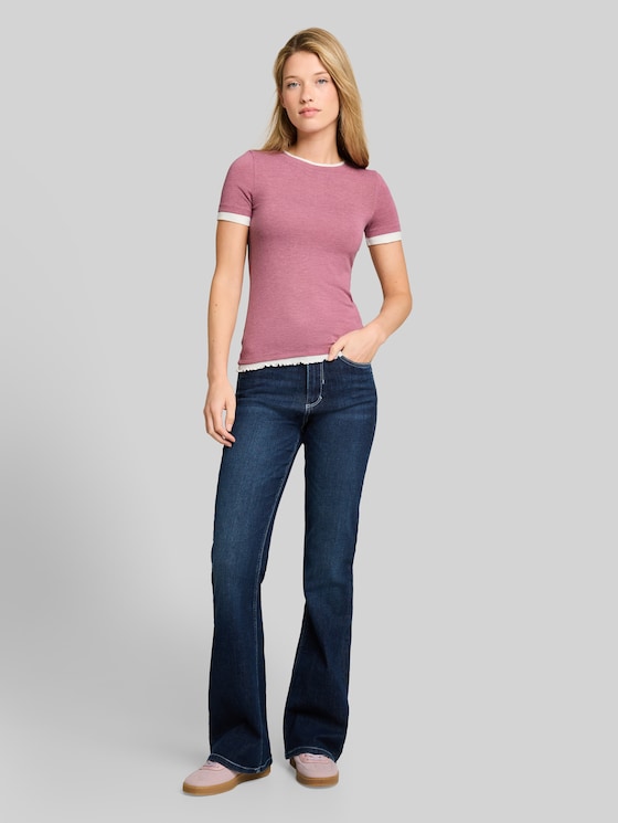 T-shirt with a 2-in-1 look - dusty berry melange