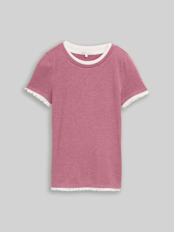T-shirt with a 2-in-1 look - dusty berry melange