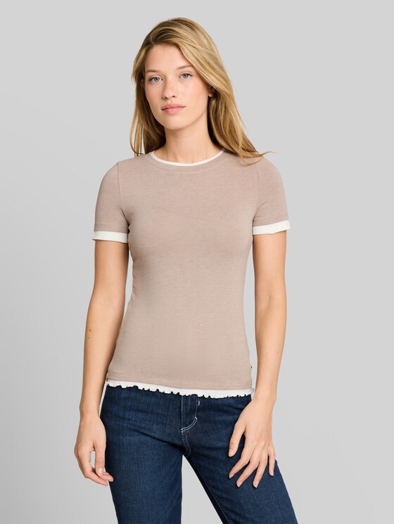 T-shirt with a 2-in-1 look - atmosphere beige melange