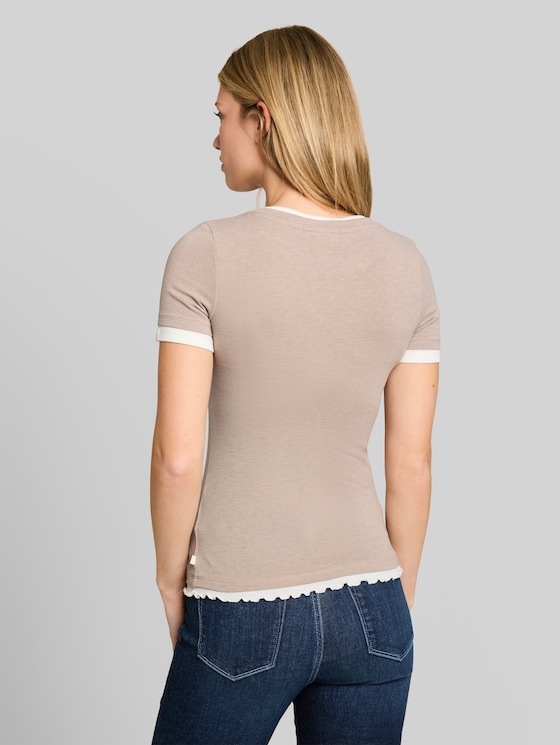 T-shirt with a 2-in-1 look - atmosphere beige melange