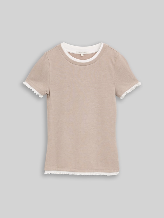 T-shirt with a 2-in-1 look - atmosphere beige melange