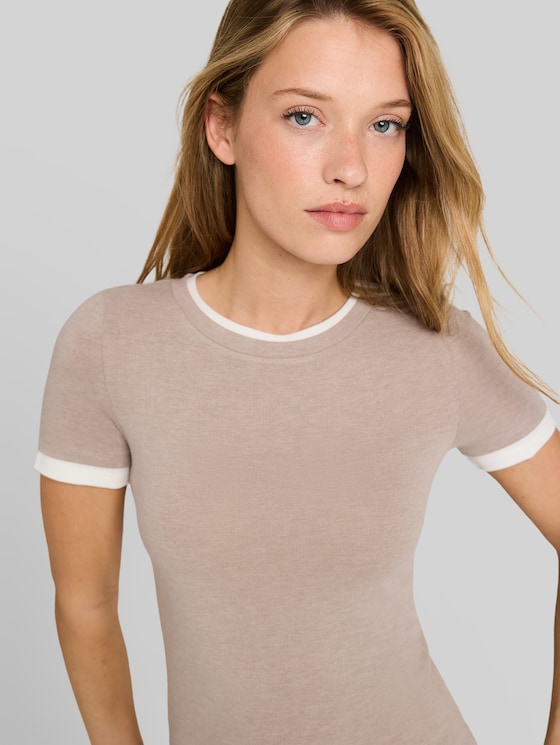 T-shirt with a 2-in-1 look - atmosphere beige melange