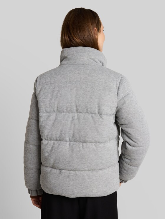 Cosy puffer jacket with stand-up collar - Light Soft Grey Melange