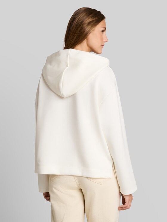 Loose-fit scuba hoodie with embroidery - off white