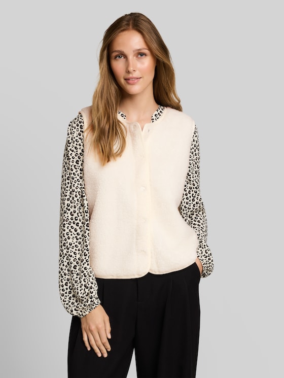 Teddy vest with press-stud fastening - off white