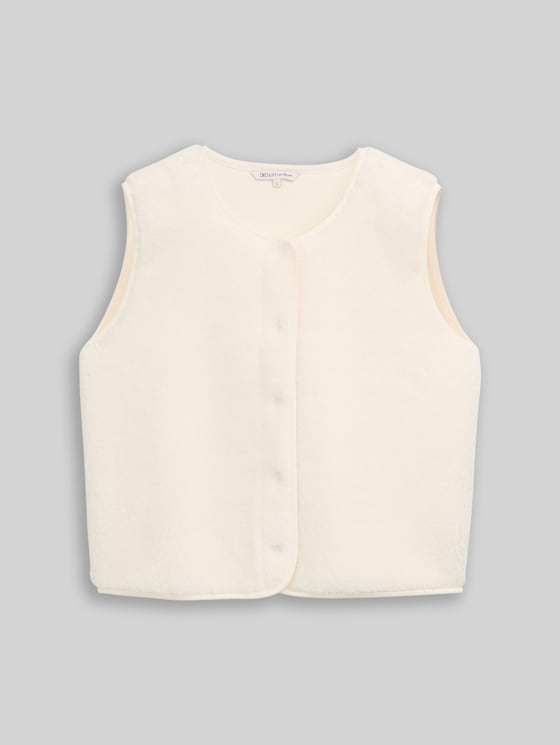 Teddy vest with press-stud fastening - off white