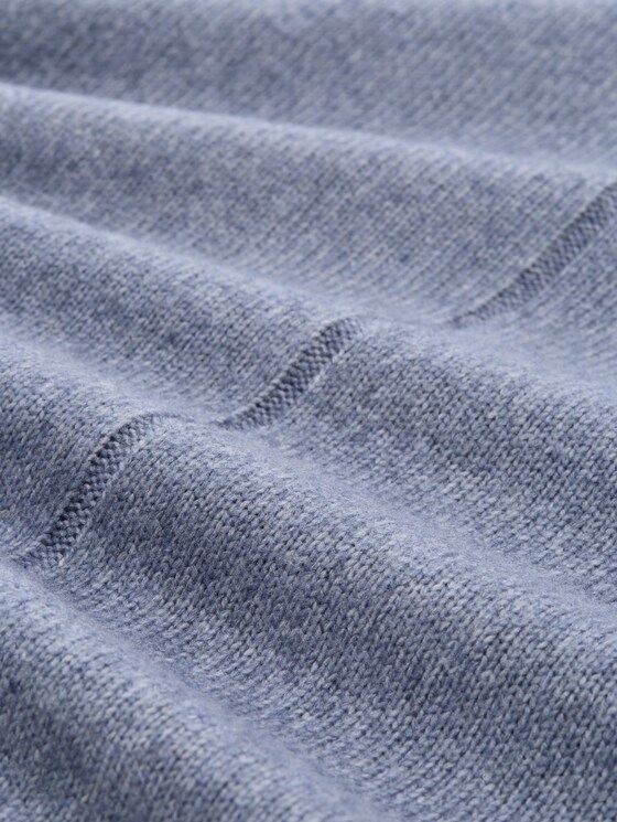 Cosy knitted jumper with a stand-up collar - fern blue melange