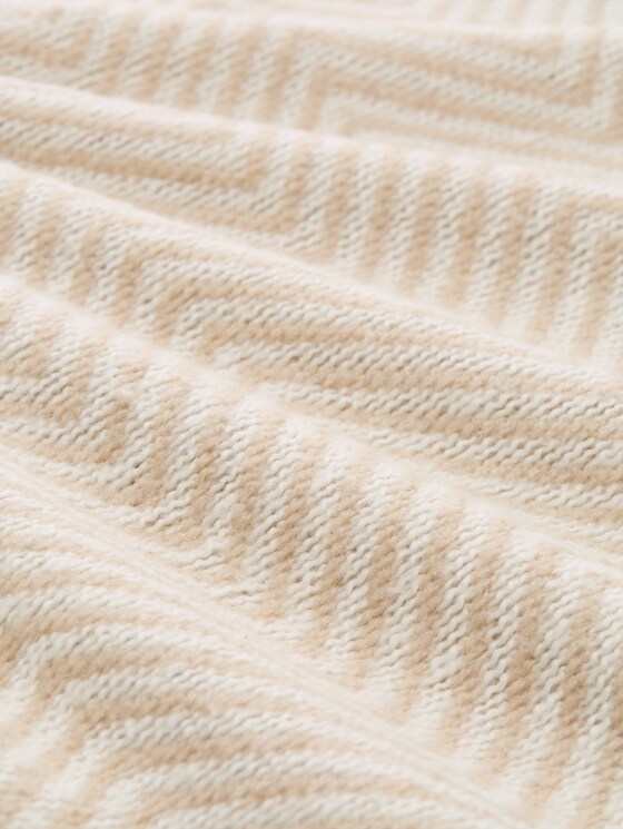 Loose-fit slipover - beige melange white zig zag