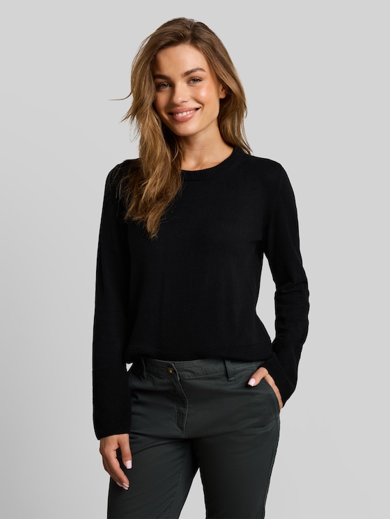 Knitted jumper with cashmere blend - deep black