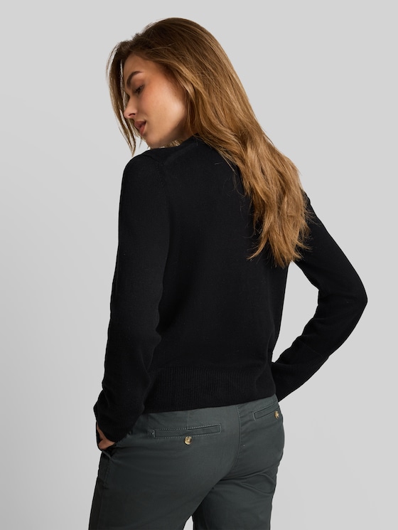 Knitted jumper with cashmere blend - deep black