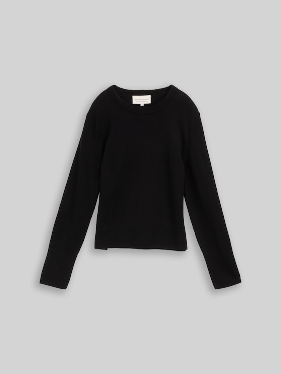 Knitted jumper with cashmere blend - deep black