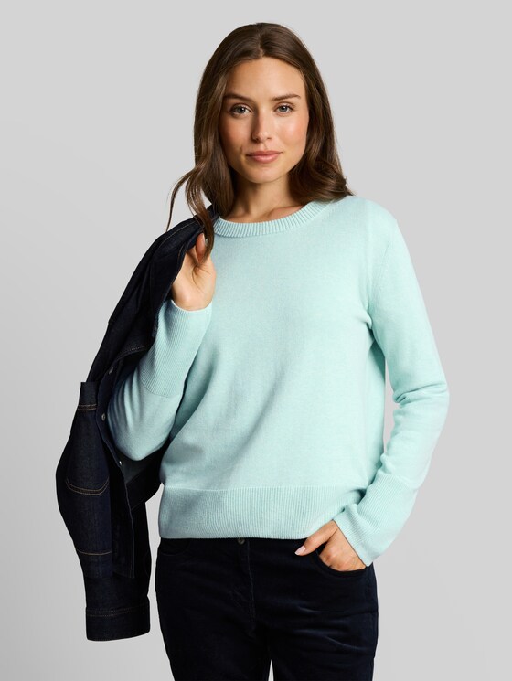 Knitted jumper with cashmere blend - dusty light green melange