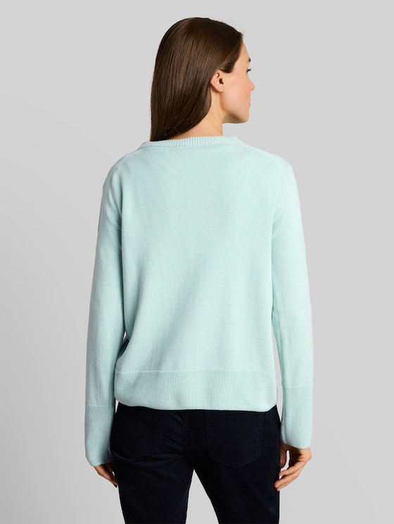 Knitted jumper with cashmere blend - dusty light green melange