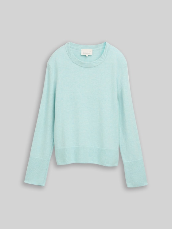 Knitted jumper with cashmere blend - dusty light green melange
