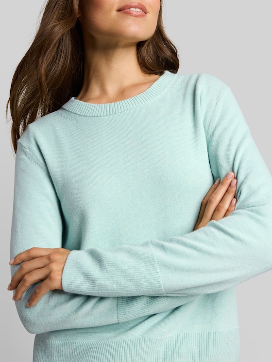 Knitted jumper with cashmere blend - dusty light green melange