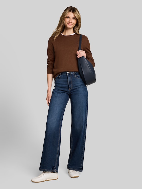 Knitted jumper with cashmere blend - mid camel melange