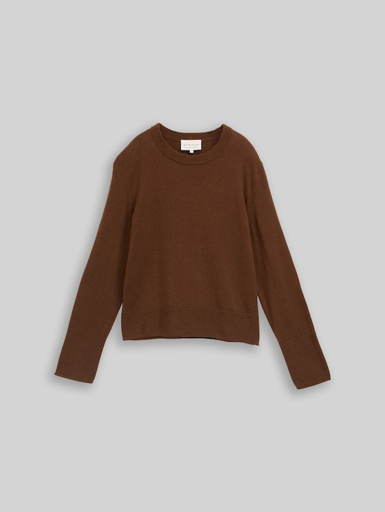 Knitted jumper with cashmere blend - mid camel melange