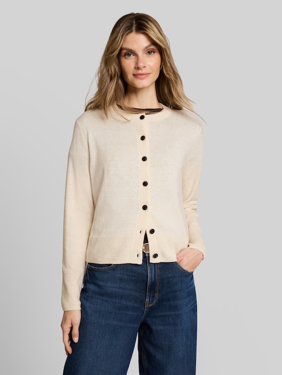 Cardigan with cashmere blend - whisper offwhite melange