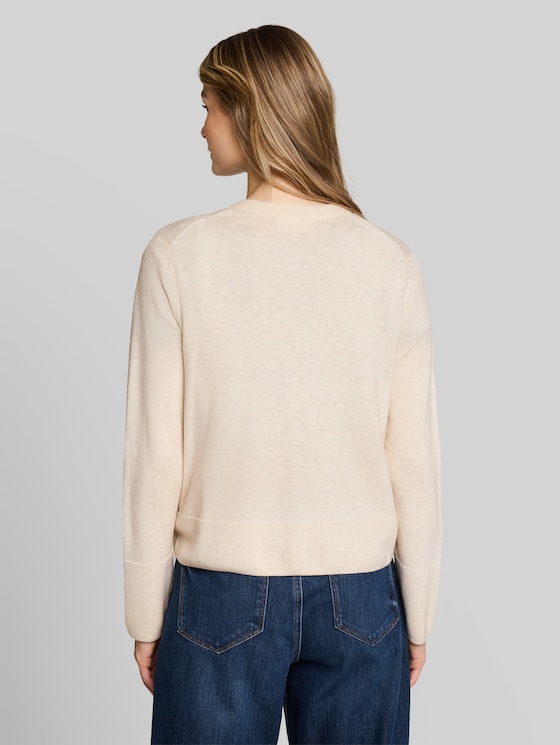 Cardigan with cashmere blend - whisper offwhite melange