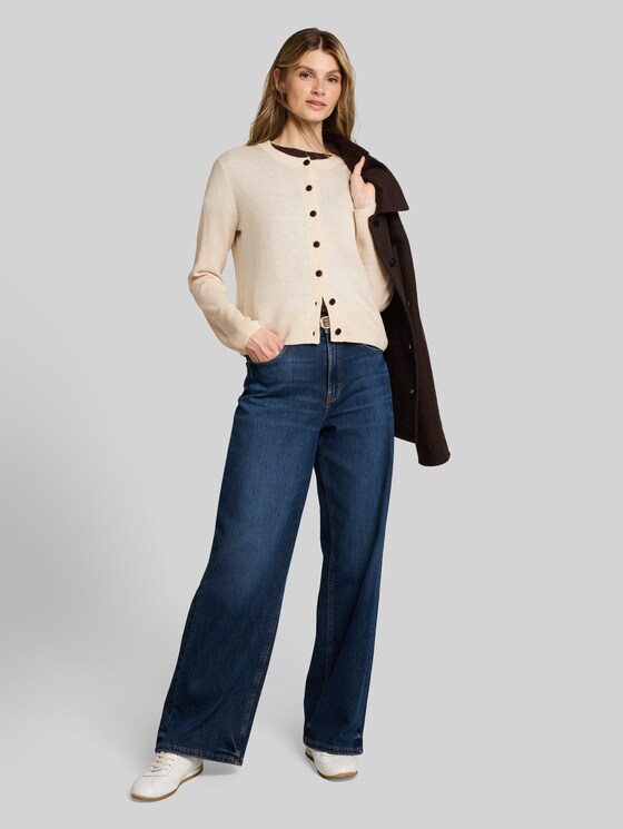 Cardigan with cashmere blend - whisper offwhite melange