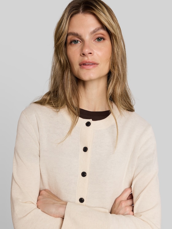 Cardigan with cashmere blend - whisper offwhite melange