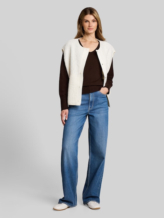 Oversized knitted jumper with cashmere blend - java dark brown melange