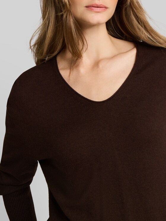 Oversized knitted jumper with cashmere blend - java dark brown melange