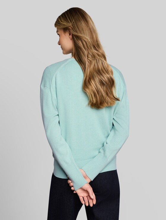 Oversized knitted jumper with cashmere blend - dusty light green melange