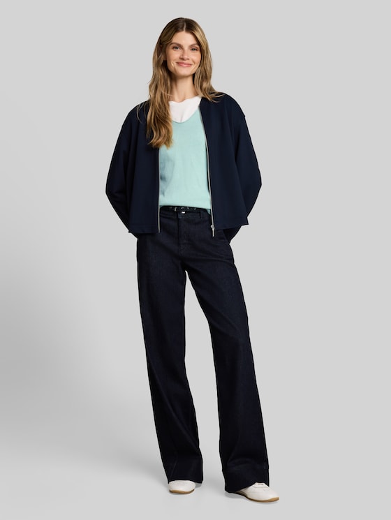 Oversized knitted jumper with cashmere blend - dusty light green melange
