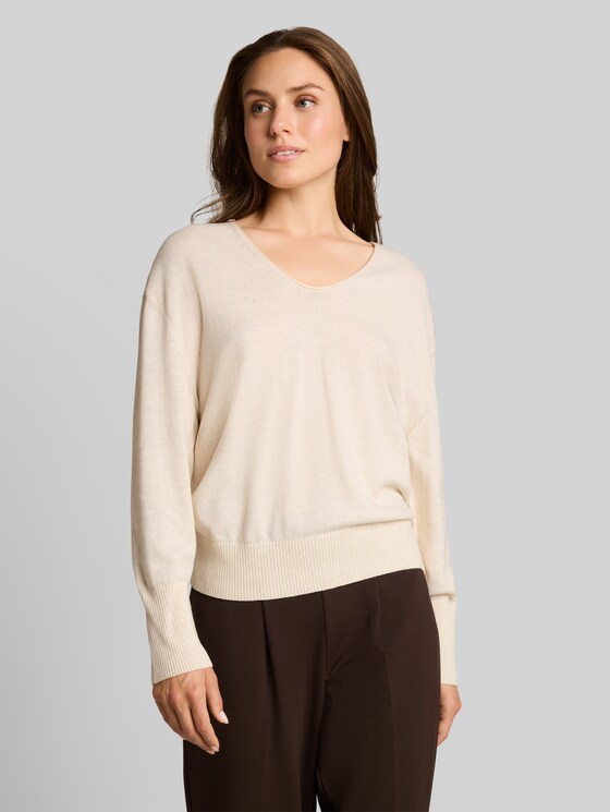 Oversized knitted jumper with cashmere blend - whisper offwhite melange