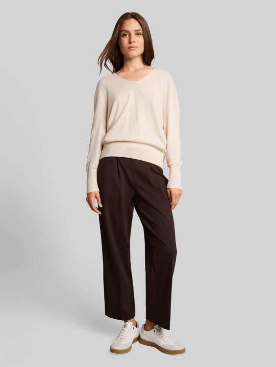 Oversized knitted jumper with cashmere blend - whisper offwhite melange