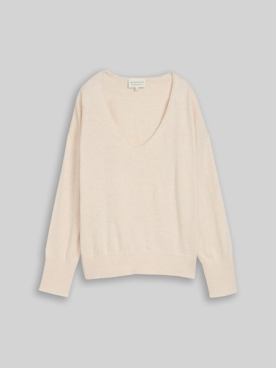 Oversized knitted jumper with cashmere blend - whisper offwhite melange
