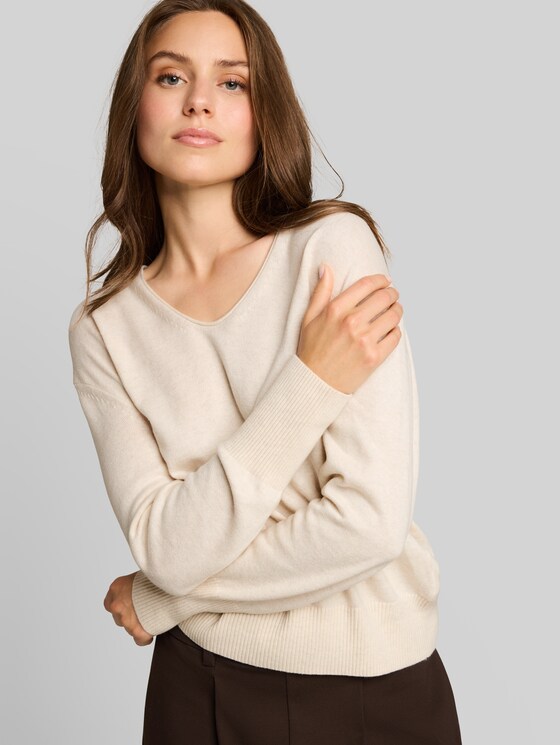 Oversized knitted jumper with cashmere blend - whisper offwhite melange