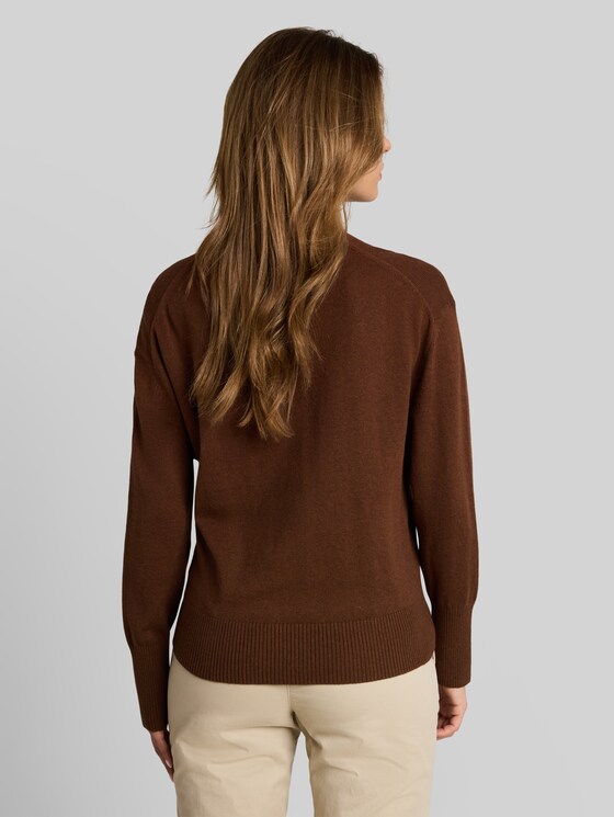 Oversized knitted jumper with cashmere blend - mid camel melange