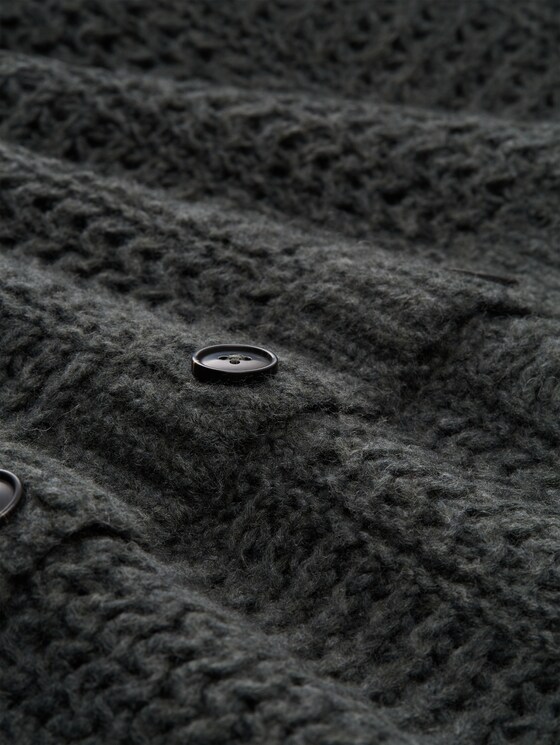 Cardigan with wool blend - dark olive melange