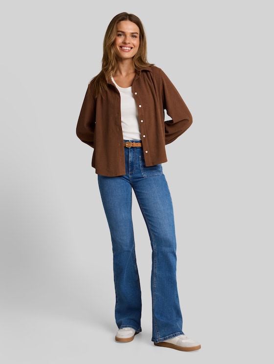 TTSTELLA bootcut jeans with patch pockets - Clean Mid Stone Blue Denim