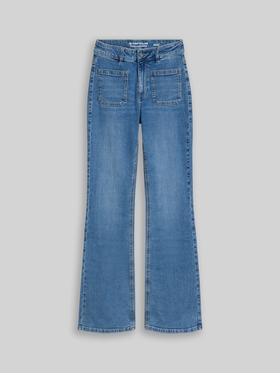 TTSTELLA bootcut jeans with patch pockets - Clean Mid Stone Blue Denim