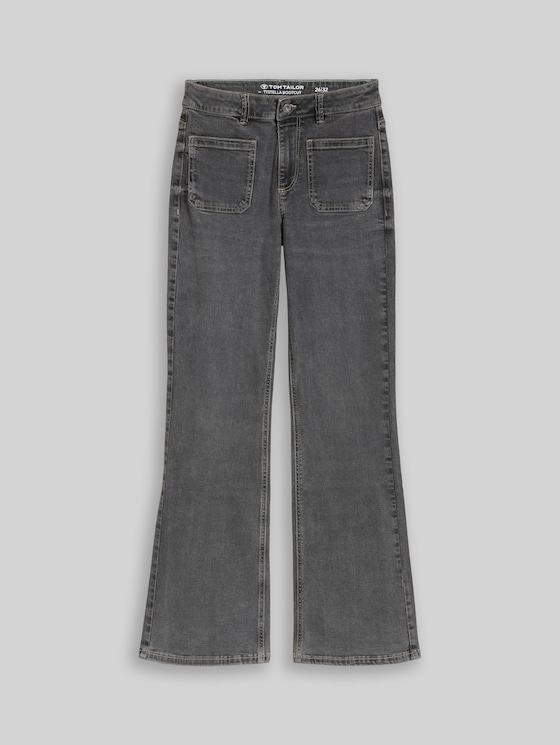 TTSTELLA bootcut jeans with patch pockets - clean mid stone grey denim