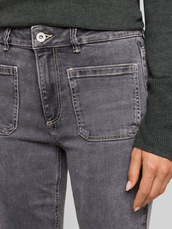 TTSTELLA bootcut jeans with patch pockets - clean mid stone grey denim